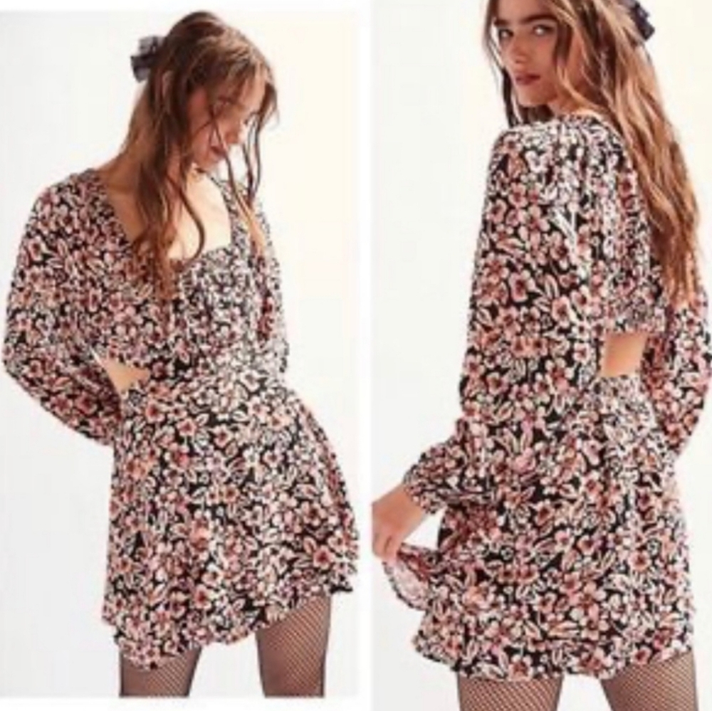Free People cutout floral mini dress